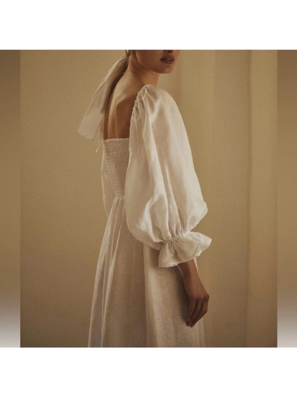 SLEEPER Atlanta Linen Dress in White Sz XS